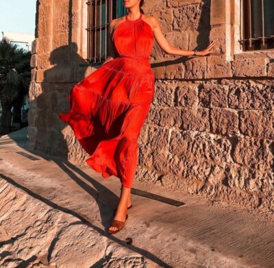 Zara SS19 Halter Top Dress Red 2673/693 Blogger Fav NWT