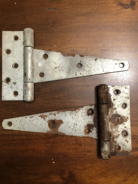 Large Rustic HINGES PRIMITIVE Rust Gate Barn Shed Door Shelf SALVAGE Heavy Metal