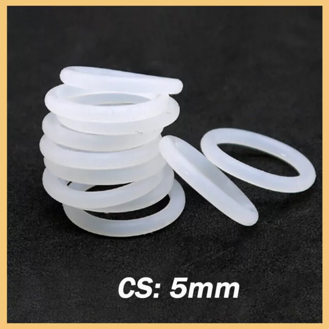 Food Grade O-Ring 5mm Cross Section Clear Silicone Rubber O Rings OD 16mm -150mm