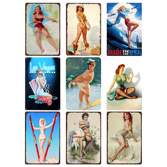 Sexy Dama Letrero Vintage Barra Pared Hogar Hogar Metal Protegido Libre de Óxido