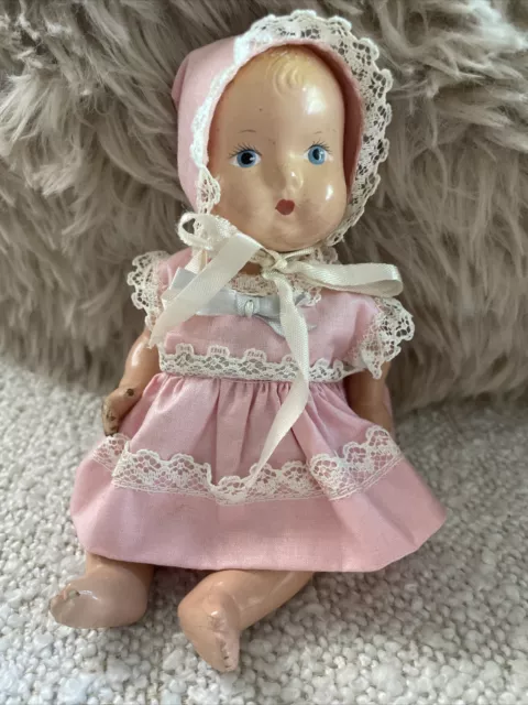 Vintage Effanbee Baby Tinyette composition 6.5" doll