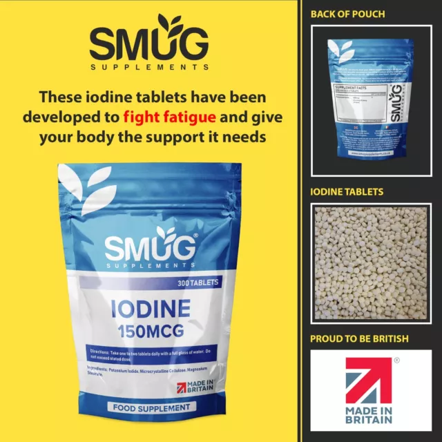 Iodine 150mcg by SMUG Supplements - 300 Tablets - High Strength Iodine Tablets 2