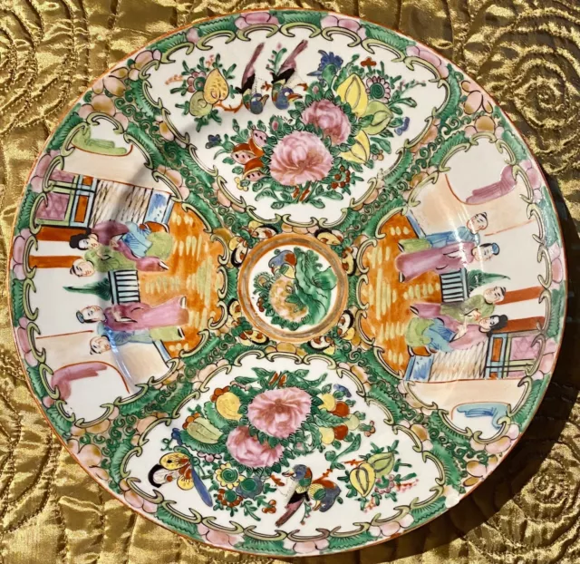 #3, Antique Rose Medallion Porcelain Hand Painted 10” Dinner Plate Made In China