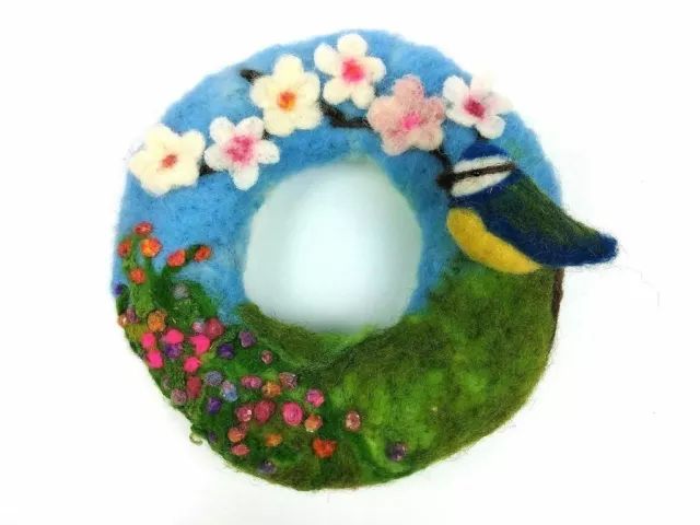 Wreath with Blossom and Blue Tit Needle Felting Kit