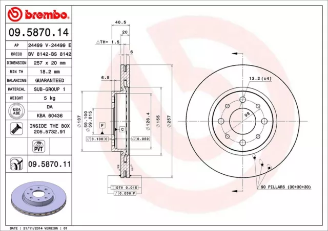 KIT DISCHI + PASTIGLIE FRENO BREMBO FIAT DOBLO Cargo 1.9 JTD 77KW ANT 2