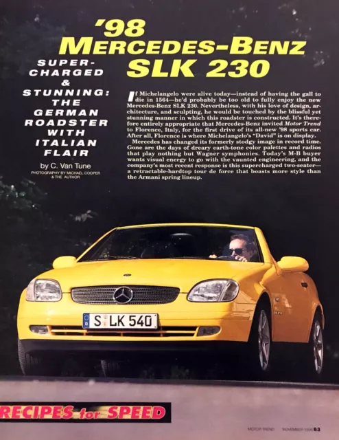 1998 Mercedes-Benz SLK 230 Convertible Road Test Tech Data Photos Review Article