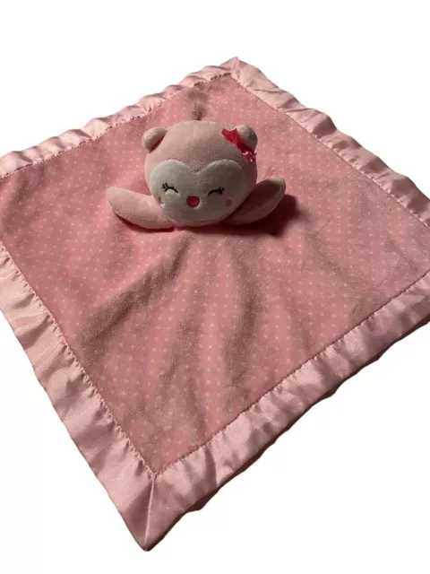 Carter's Child Of Mine Lovey Rattle Baby Security Blanket Pink White Dots Owl