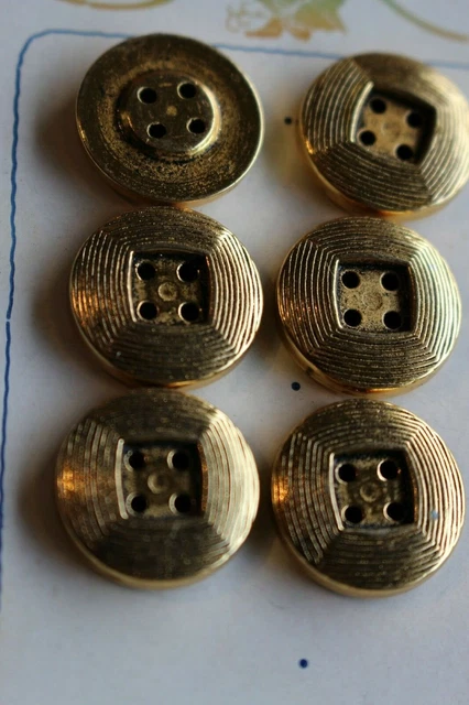 Lot De 6 Boutons Carrés Anciens Avec Strass - Occasion - Pour Couture Ou Création