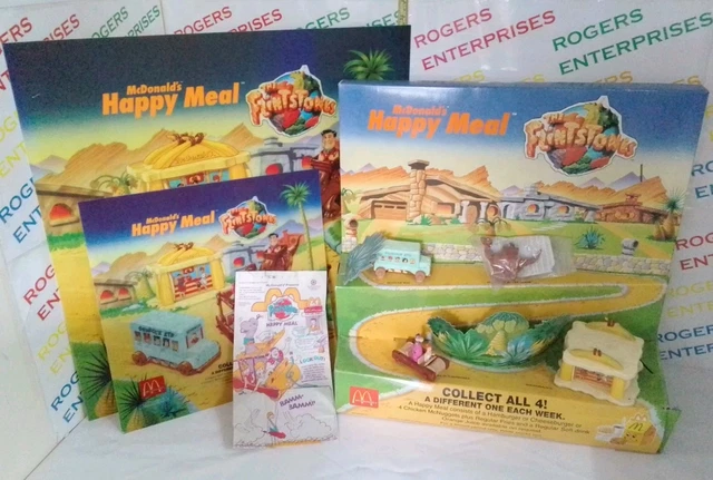 MCDONALDS FLINTSTONES PROMO Set Display Stand, Both Translite Signs, 4 ...
