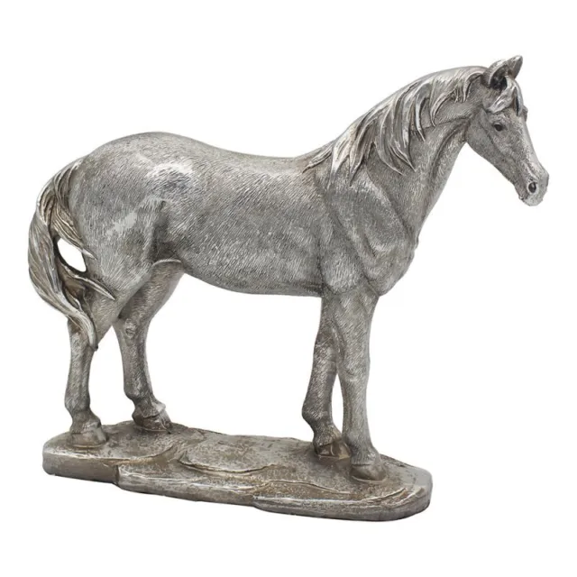 Silver Horse Reflections Ornament Resin Figurine Animal Home Sculpture Decor