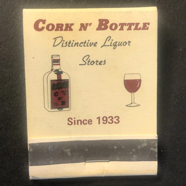 CORK N' BOTTLE Liquor Stores Monterey Vintage Full Matchbook c1960's73