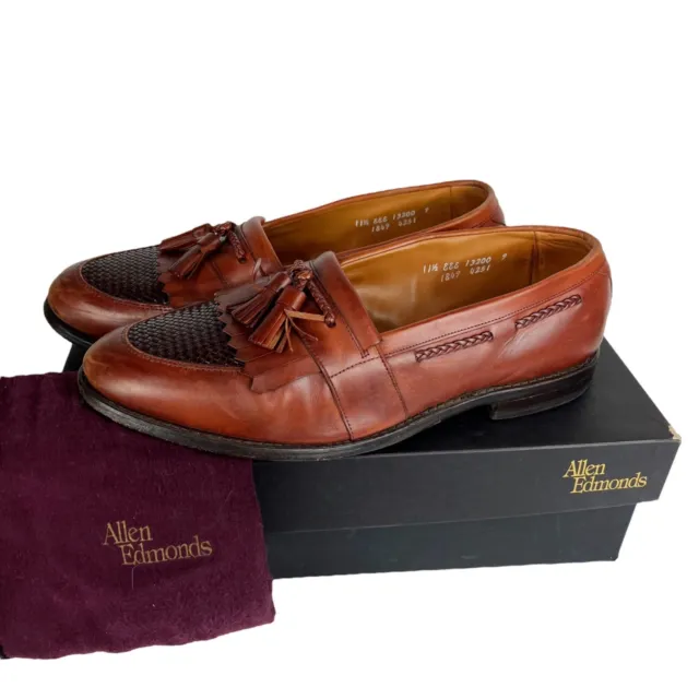 Allen Edmonds Cody Tassel Leather Loafers 11.5 EEE Brown/Chili Weave 1849 EUC