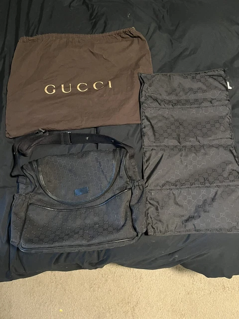 Authentic Gucci Diaper Bag / Tote / Work Travel Bag - GG - Excellent - Black