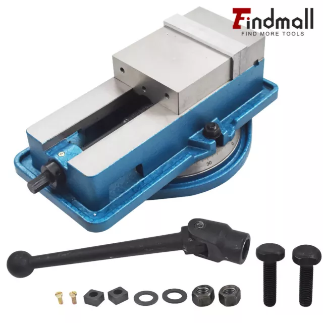 Findmall 5''Milling Machine Lockdown Vise Swiveling Base Bench Top Hardened Base