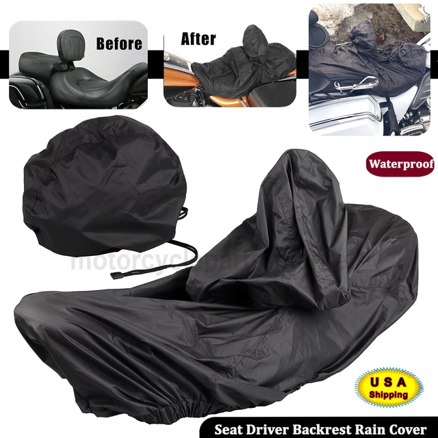 Waterproof Seat Rain Cover with Driver Backrest For Harley Electra Glide FLHTC