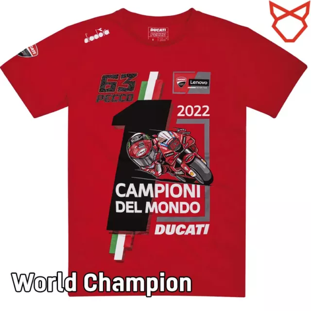 T-shirt Ducati maglietta Pecco Bagnaia 63 campione del mondo World Champion 2022
