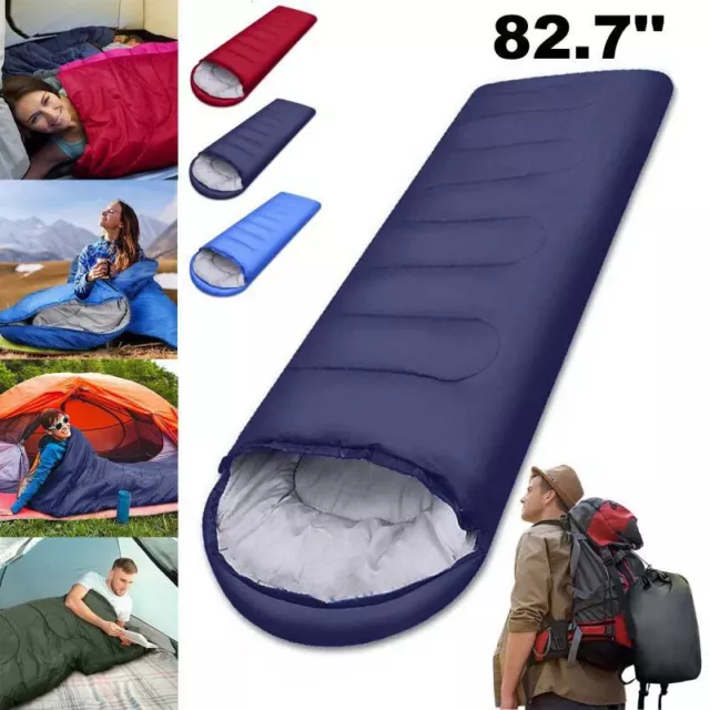 3-4 Season Single Sleeping Bags Camping Rectangular Envelope Zip Up Kids Adult 2