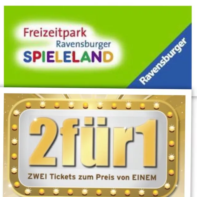 RAVENSBURGER SPIELELAND Gutschein Online Code 2 für 1 Wert 48€ Flexi Ticket