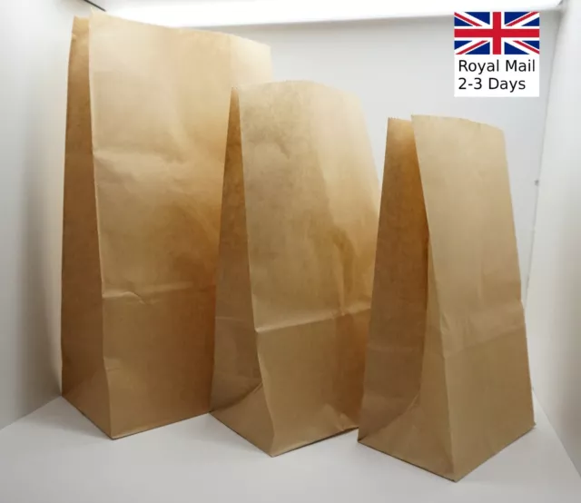10/50/100x qualité marron kraft sacs en papier string sandwich fruits épicerie sac alimentaire