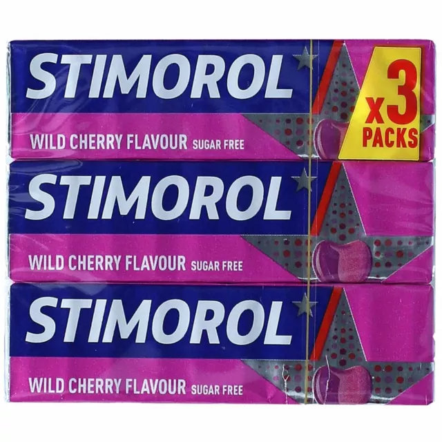 Stimorol Chewing Gum: WILD CHERRY -Pack of 3 -Made in Denmark FREE SHIPPING