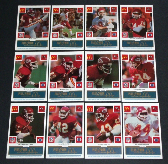 1986 KANSAS CITY Chiefs McDonald's Football 24 Card Set w/Blue Tabs 9.