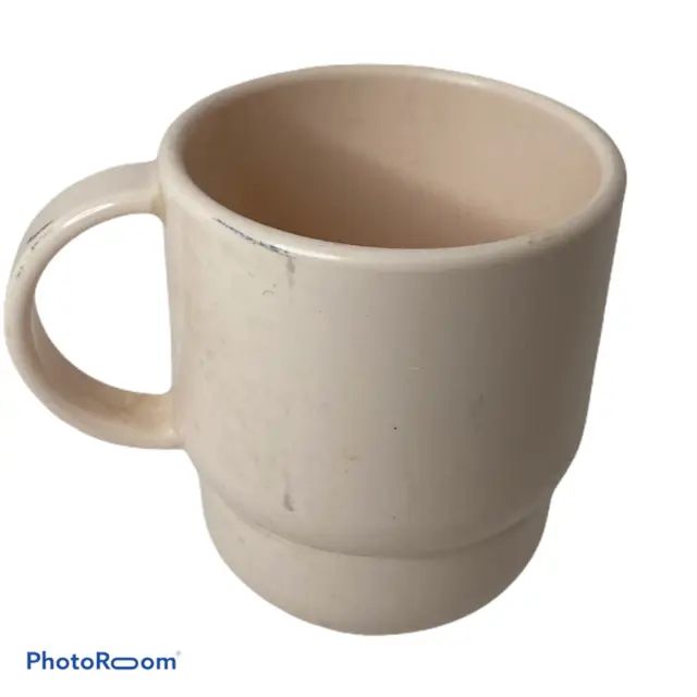 🍏 USED Tupperware Light Pale Pink Stackable Coffee Mug Tea Cup  2224B-3