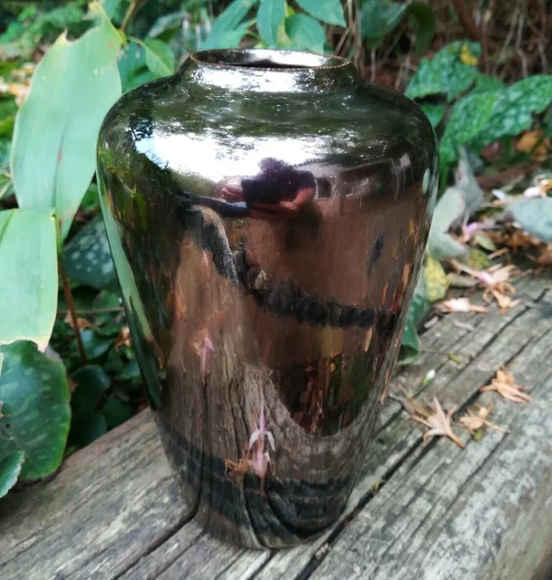 Westdeutsche Keramik Bay Keramik 650-18 Metallic Bronze schwarz Wirbelglasur Vase