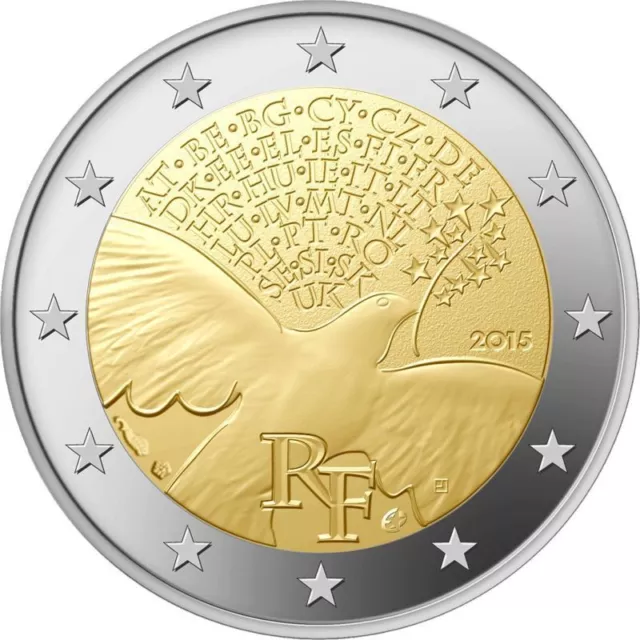 2 Euro Gedenkmünze/Sondermünze Frankreich 2015  70 Jahre Frieden in Europa