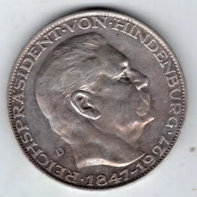 1927 German Medal to Commemorate the 80th Birthday of President Von Hindenburg