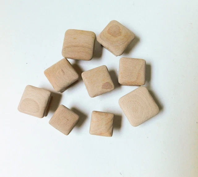 9 Wood Square Knobs Handles Cabinet Drawer Pulls 1.5" Unfinished Lot WH13