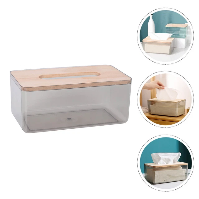 Boîte à Mouchoirs En Papier Avec Couvercle En Bois – Design épuré Noir – Pour Bureau, Salon, Voiture – Pratique Et élégante