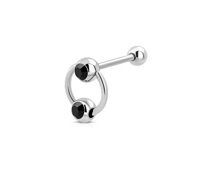 Edelstahl CBR BCR G:1,6mm Captive Bead Ring Piercing  y-ink171 schwarz-schwarz