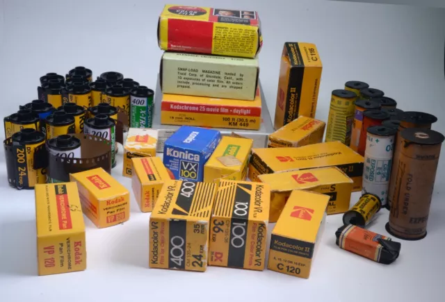 Paquete de colección de película vintage Kodak Fuji caducada 35 mm 120 rollos