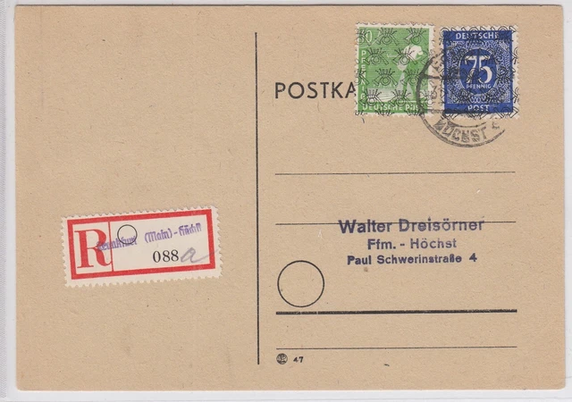 Alliierte Besetzung, Einschreibe - PK echt gelaufen mit Nr. 39 II K und 67 II