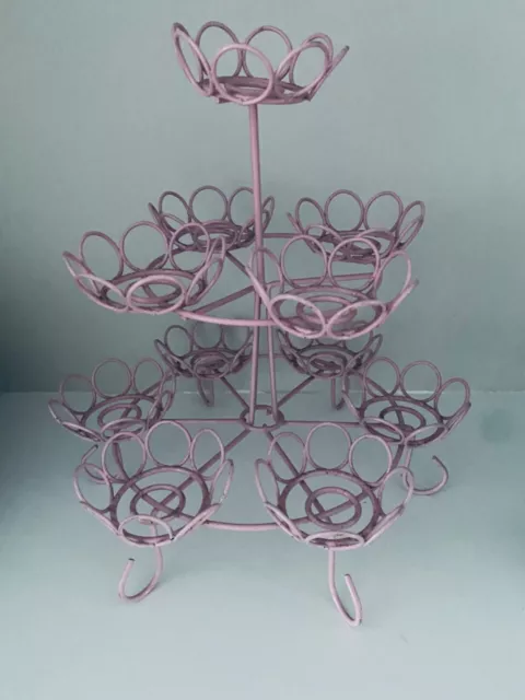 Vintage Retro style Pink 3 Tier Wire Cupcake Stand ~ Shabby Chic,  Kitsch 3