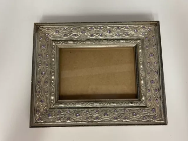 Purple Jewels Ornate Silver Wood 5 x 7" Photo Picture Frame