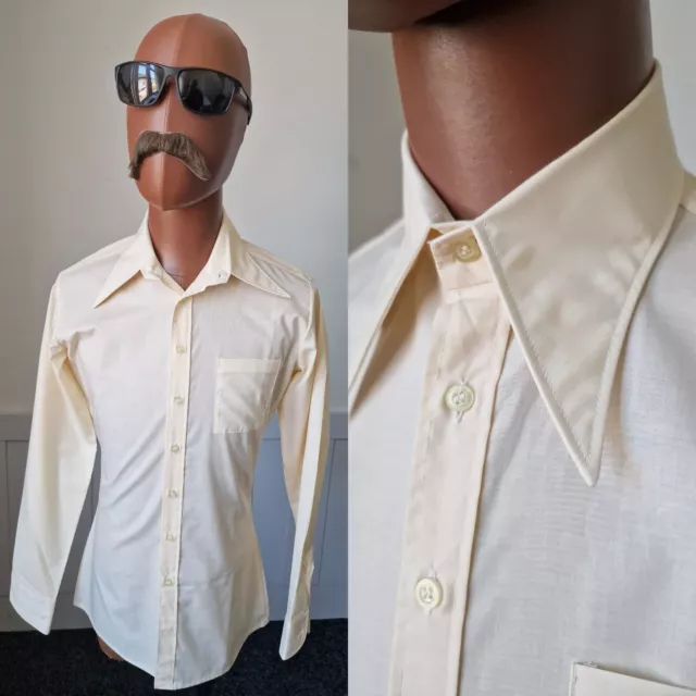CAMICIA VINTAGE ANNI '70 JIM Collar Collar! Small | Piege Policotone Mod Disco ZE12