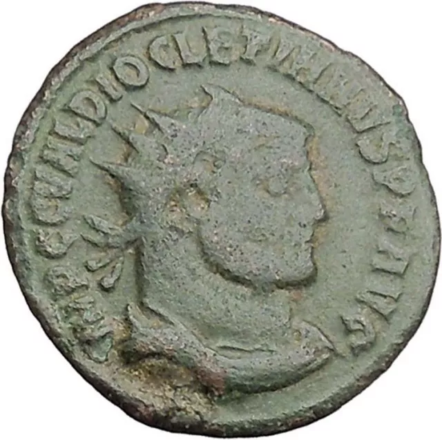 Diocletian receiving Victory from Jupiter 295AD Ancient Roman Coin i46441