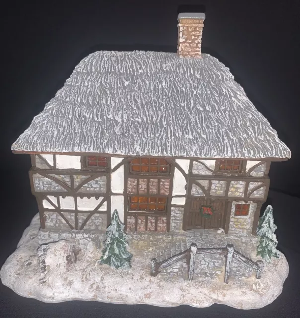 Vintage Past Times Musical Box Light Up Christmas Dickinsian Cottage House Rare