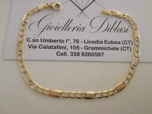 BRACCIALE In ORO GIALLO BIANCO e ROSSO Unisex Oro 18 KT 750% Made In Italy