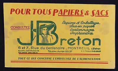 Buvard J BRETON Sac emballage MONTREUIL Seine blotter 2 