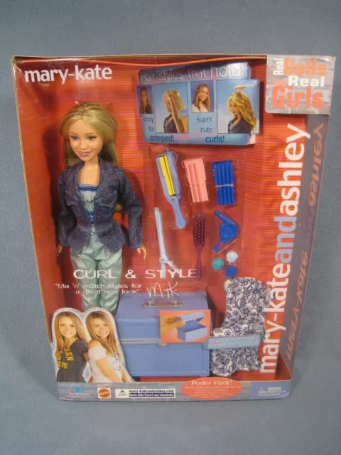 MARY-KATE AND ASHLEY Twins Curl & Style 2002 Mattel Ashley Doll NIB ...