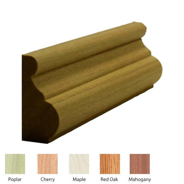 Base Cap Moulding EWBC13, 11/16" x 1-3/8" Unfinished Solid Hardwood Trim