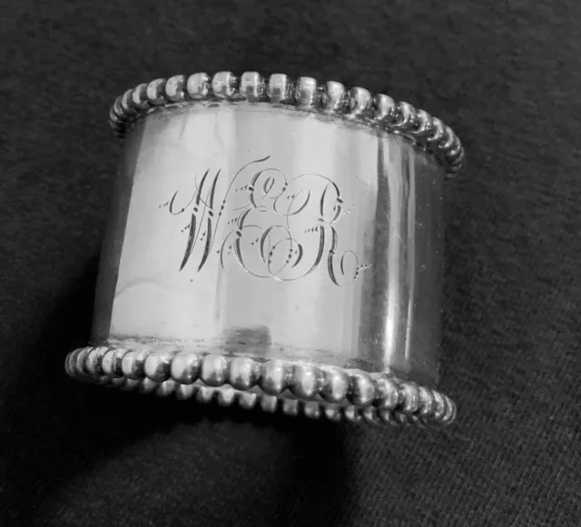 Antique Silver Napkin Ring Marked "Sterling 925/1000 29 grams Art Deco Trim
