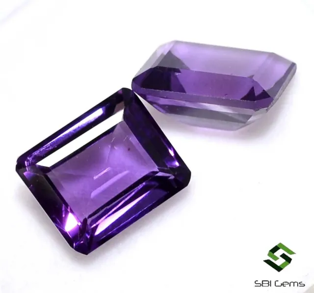 12x10 mm Certified Natural Amethyst Octagon Cut Pair 11.40 Cts Top Purple Gems