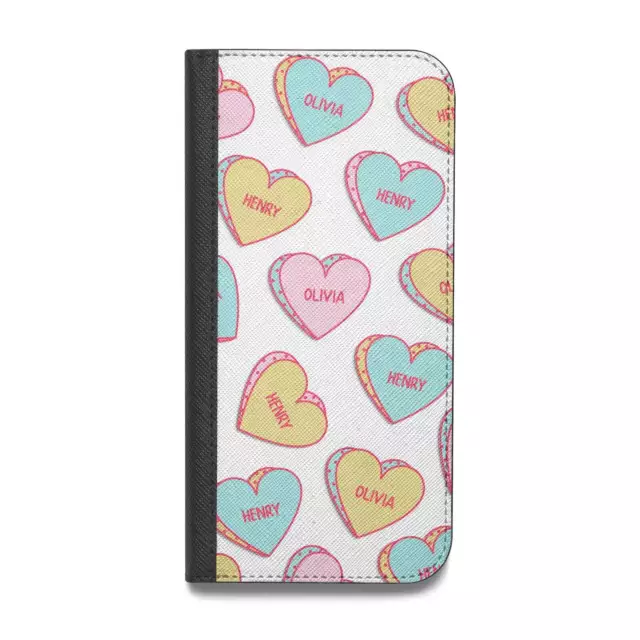 Personalised Heart Sweets Vegan Leather Flip iPhone Case for iPhone