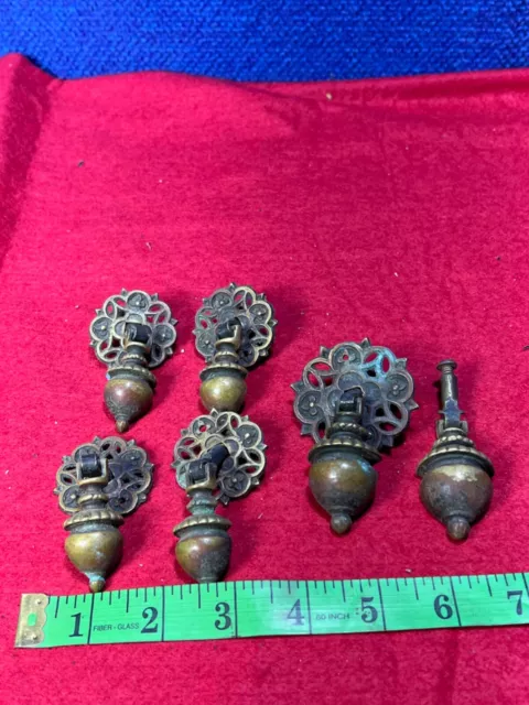 Antique Lot Of Decorative Brass Drawer Pulls  Aa-297