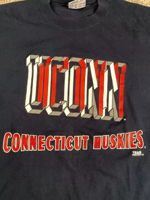 VTG 90s UCONN UNIVERSITY CONNECTICUT HUSKIES NCAA COTTON t-shirt COLLEGE XXL