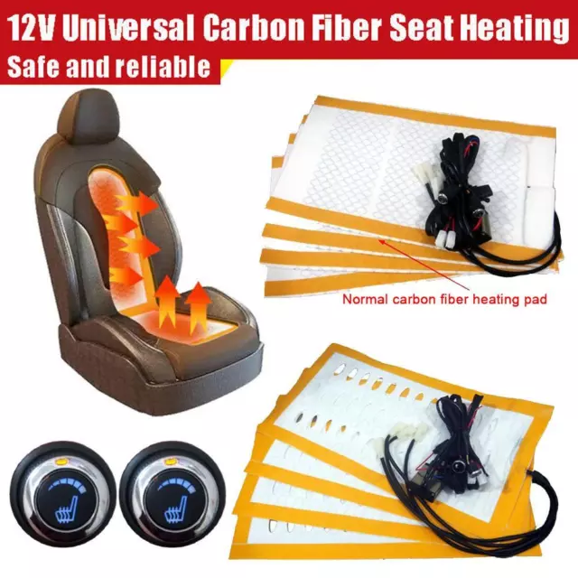 Seats Carbon Fiber Heated Seat Heater Pad Kit Car Cushion Switch 12V G2K8