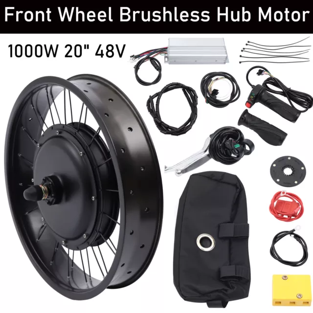 20" 48V 1000 W E-Bike Electric Bicycle Motor Conversion Kit Fat Tire Front Wheel